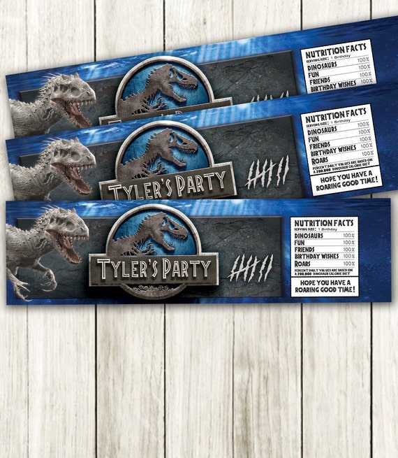 Jurassic World Water Bottle Labels (Custom)