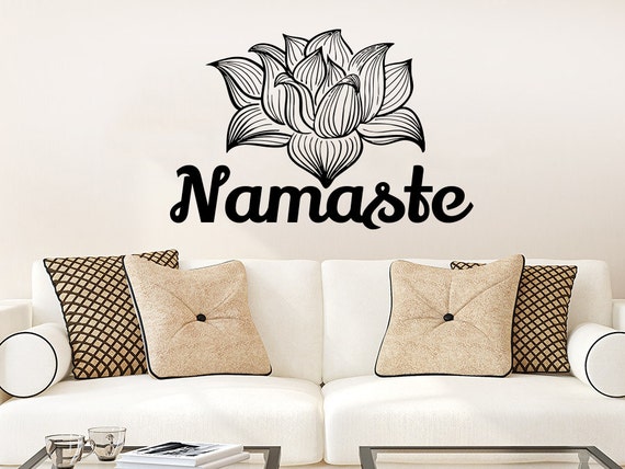 Namaste Wall Decal Vinyl Sticker Decals Lotus Flower Yoga