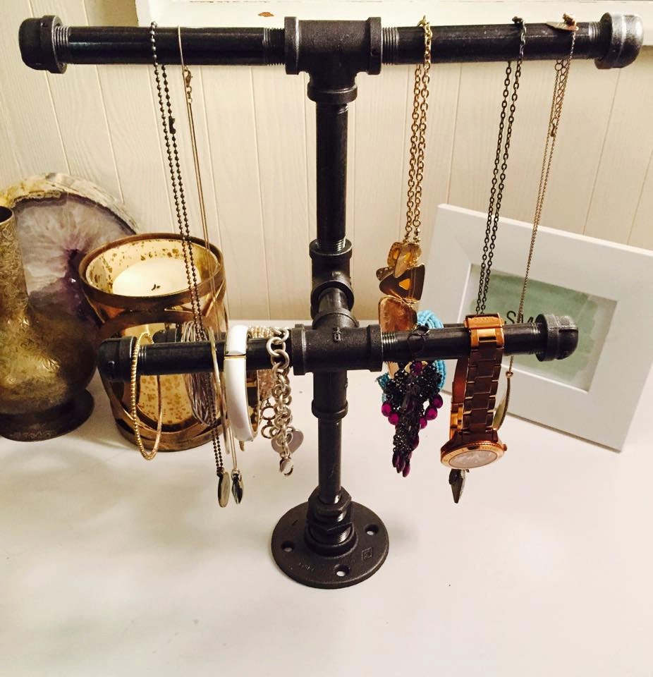 Industrial Jewelry Stand Black Iron Pipe by BlackIronIndustrial
