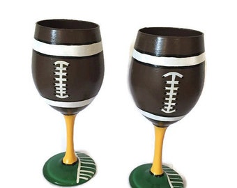 Football wine glass | Etsy