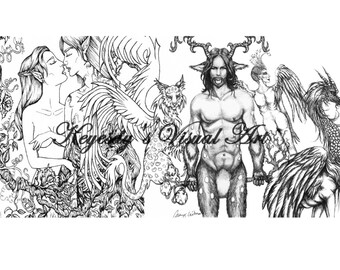 Adult Coloring Page Fantasy Wiccan Green Man & Forest