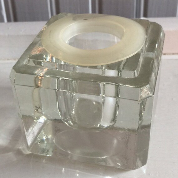 Glass Cube Candle Holder vintage candle by BakerRoadVintage