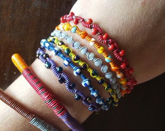 Upcycled telephone wire bracelets