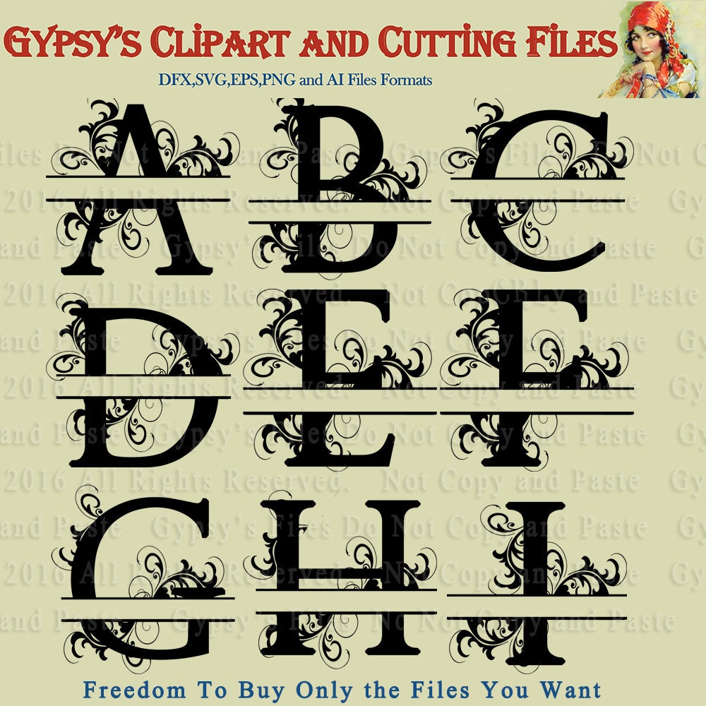 Download Split Letter SVG Split Monogram Letter Fancy Letter Swirls