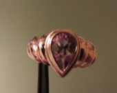 Sterling Silver Amethyst Pear Cut Ring Sz-7.75 - 7.97g