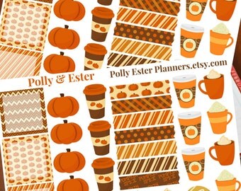 Pumpkin Spice Planner Stickers, 29 Fall Pumpkin Planner Stickers. Daily Planner, Erin Condren Planner Stickers, November Stickers, Filofax