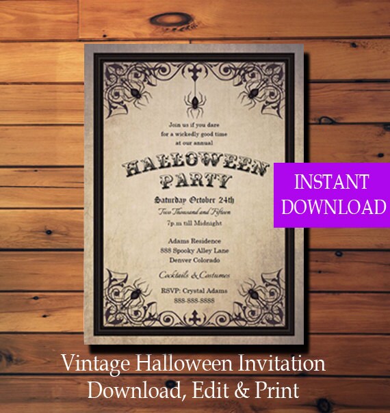 Spider Halloween Party Invitation
