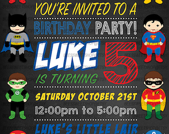 Superhero Birthday Invitations Printable Digital File | Personalized
