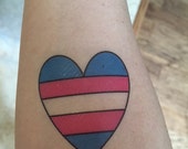 Transgender Flag Heart Temporary Tattoo