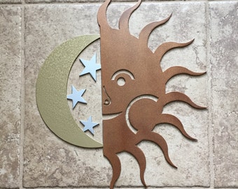 Sun Moon Star sky patio Metal Wall Art decor, gifts for her wife girlfriend friend mom, Mother's Day, birthday, christmas