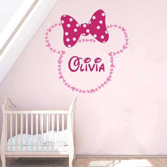 Wall Decal Vinyl Sticker Baby Mickey Minnie Mouse Bow Custom