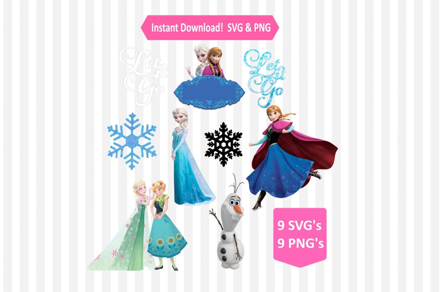 Download Frozen SVG Files bundle Print and Cut 9 SVG by 5MonkeysClipart