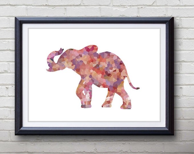 Pink Elephant Print - Home Living - Wildlife Painting - Wildlife Elephant Art - Wall Decor - Home Decor, House Warming Gifts