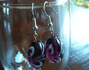 Violet, White & Silver Earrings