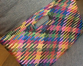 Colorful knitted bag. Mexican design.