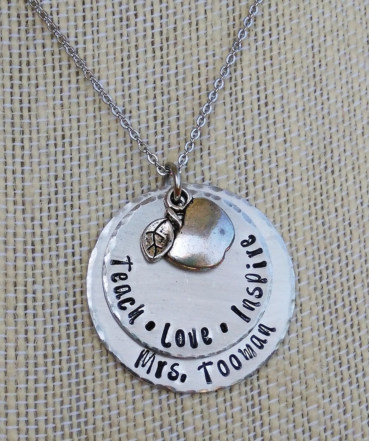 Personalized Teacher Necklace Teacher by HandStampedbyM on Etsy