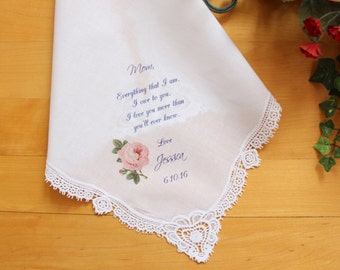 Mother of the Bride Handkerchief-Wedding Hankerchief-PRINTED-CUSTOMIZED-Wedding Gift-Mother of the Groom hankies-LS11FCAC