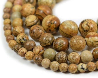 Picture Jasper Beads, Full 15.5" Strand Natural Round Wholesale 4mm 6mm 8mm 10mm