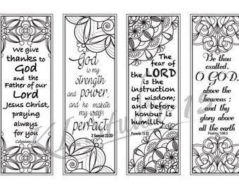 Bible Verse Coloring bookmarks Instant Download by KLstudio15