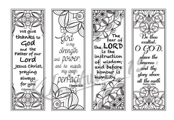 Bible Verse Coloring bookmarks4 Instant Download by KLstudio15