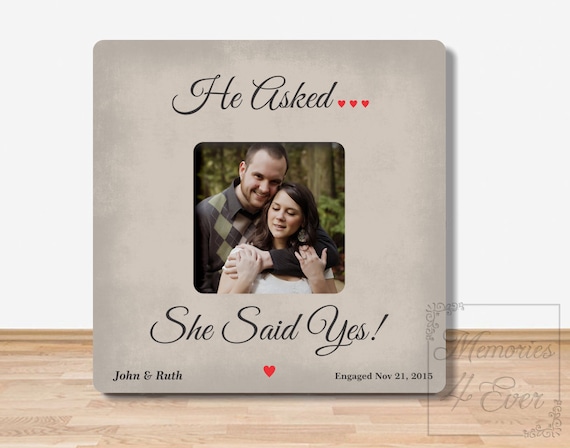 Items Similar To He Asked She Said Yes Engagement Personalized Picture