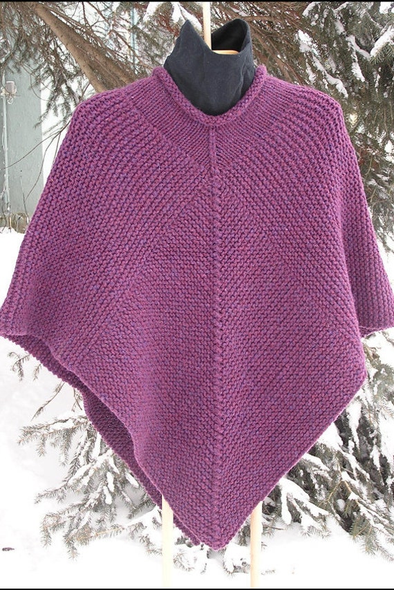 50 X 50 Poncho Knitting Pattern Pdf Garter Stitch Chunky