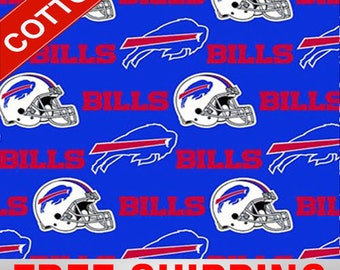 Buffalo Bills Cotton Fabric Style NFL BILLS-6377 60" Wide. Free Shipping