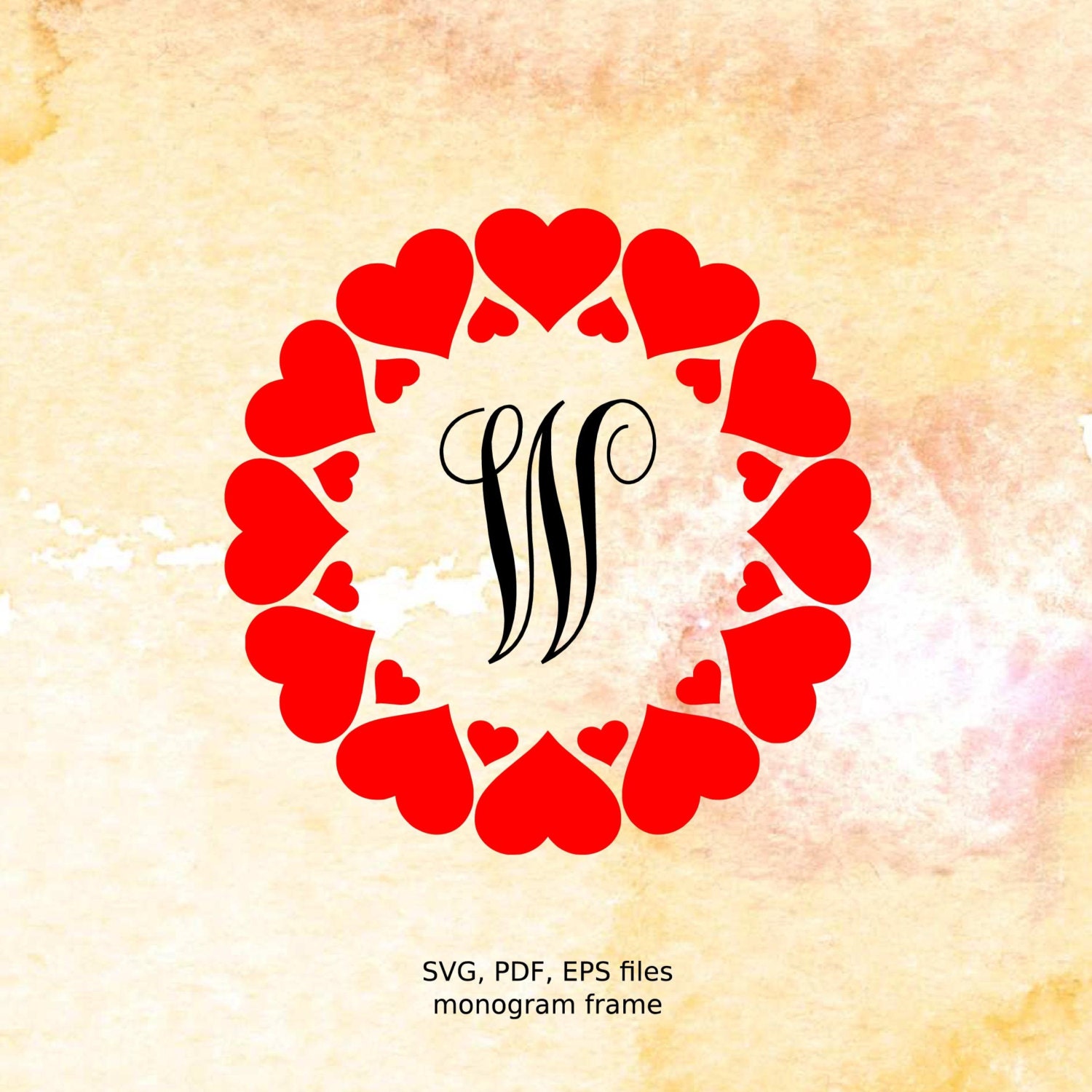 Download Hearts Circle Monogram Frame Valentine svg file cutting file