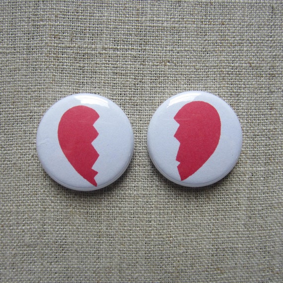 BFF Broken Heart 2 Pack 1 pinback button badge set