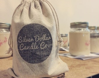 100% Cotton Hand Stamped Gift Bag | Silver Dollar Candle Co. Gift Wrap