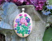 Items similar to free shipping jewelry,lilac floral cameo necklace ...