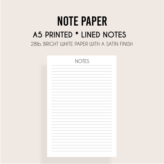 PRINTED A5 Note Paper A5 Planner Paper A5 Note by NikkiKathryn