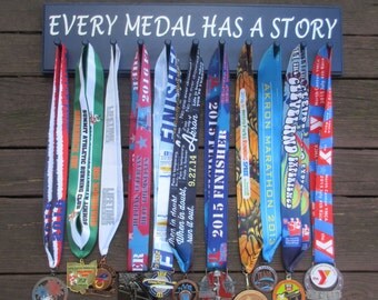 11 Peg Running Medal Display Rack "Every Medal Has a Story"