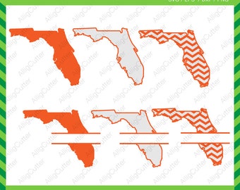Florida State Pattern Split Monogram Frame SVG DXF PNG eps Cut Files for Cricut Design, Silhouette studio, Sure Cut A Lot, Makes the Cut