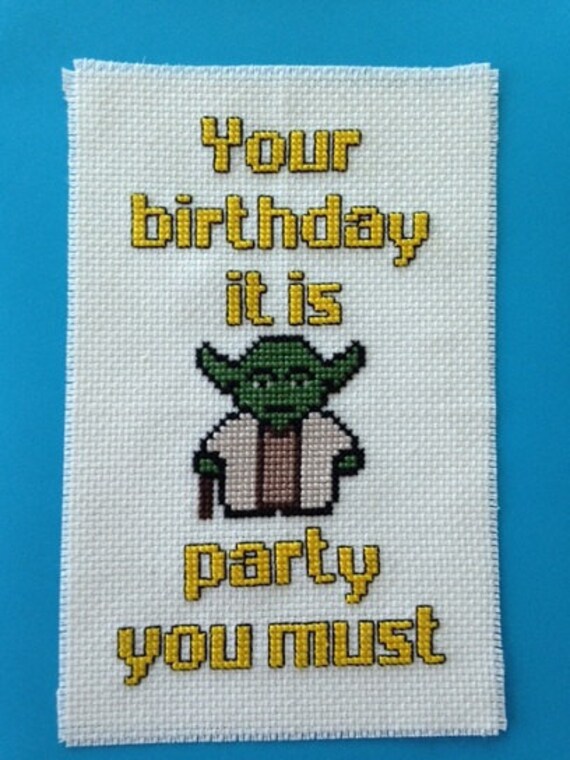 Yoda Birthday Card Cross Stitch Pattern