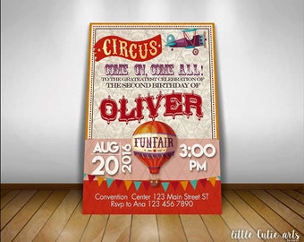 Circus Theme Birthday Party Invitation