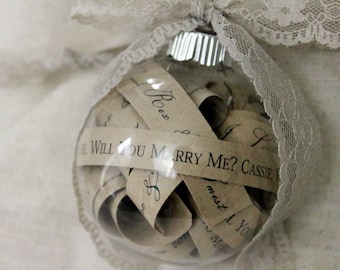 Will You marry me Christmas Ornament Rustic Will You Marry Me Christmas Proposal Ornament Marry Me Scroll Ornament Christmas Proposal Bulb