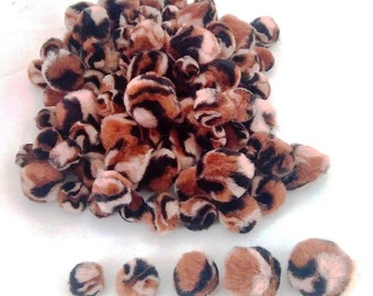 Pom Poms, Animal Colours,100 pieces approx Assortedt Sizes