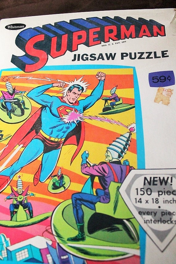 Vintage Superman Jigsaw puzzle-1960's cardboard puzzle in