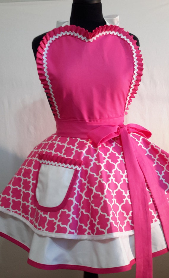 pink white sexy retro apron frilly cooking ladies