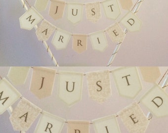 Just Married Bunting, Wedding cake Topper