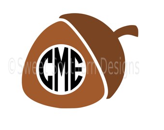Acorn fall monogram SVG instant download design for cricut or silhouette