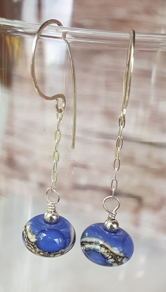 Indigo Earrings Indigo Dangle Earrings Blue Violet