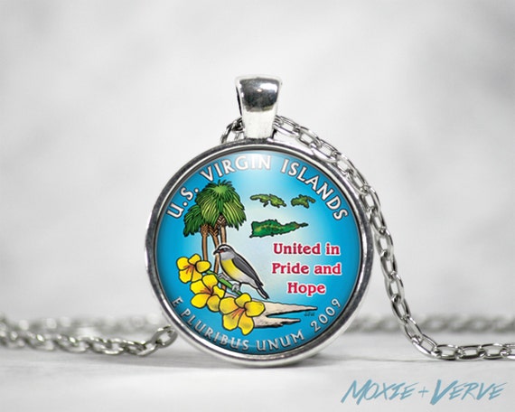 Us Virgin Islands Coin Necklace Virgin Islands Pendant