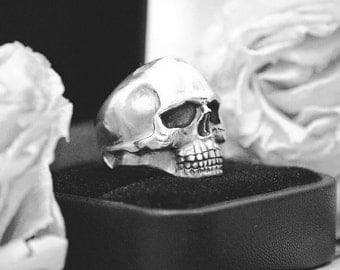 Keith Richards Handcrafted Silver Skull Ring Rock Biker Punk Goth