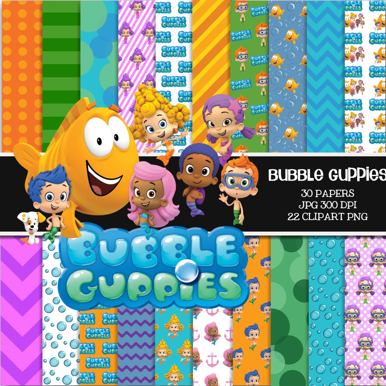 BUBBLE GUPPIES Digital Paper Pack 30 Papers 22 by KBKreations209