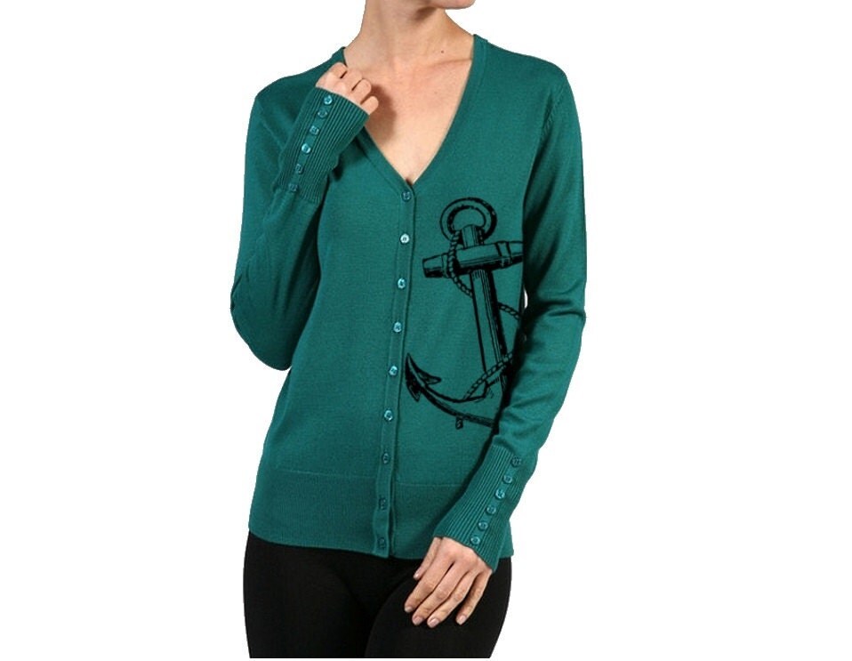 Womens Anchor Sweater Women's Cardigan Anchors by BrunoAndBetty