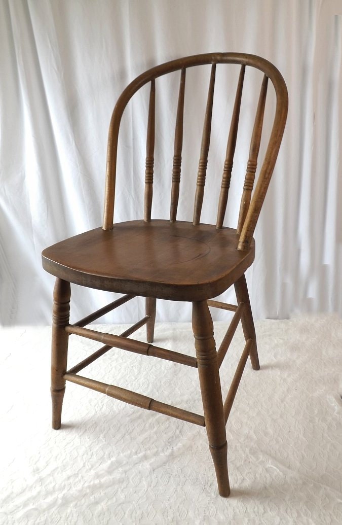 Rustic Spindle Chair Primitive Spindle Back Chair, Kitchen or Hall Side Chair, Rustic ...