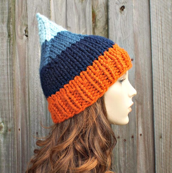 orange and blue gnome beanie knit hat womens hat womens orange and blue gnome beanie knit hat womens hat womens