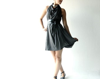 Grey Tailored A-line Shirt Dress
